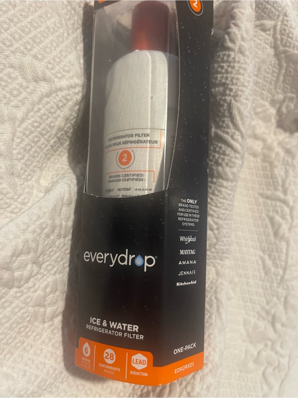 everydrop Ice & Water Refrigerator Filter - Black with Orange Accents EDR2RXD1
